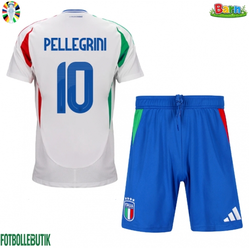 Italien Lorenzo Pellegrini #10 Bortaställ Barn EM 2024 Kortärmad (+ Korta byxor)